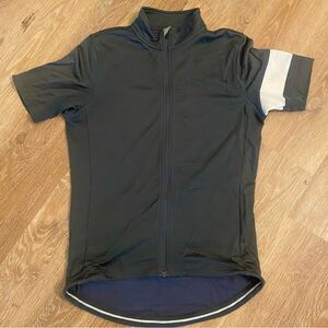 Rapha Derek Cycling Jersey Size Medium | Gray White Stripe Logo Merino Wool